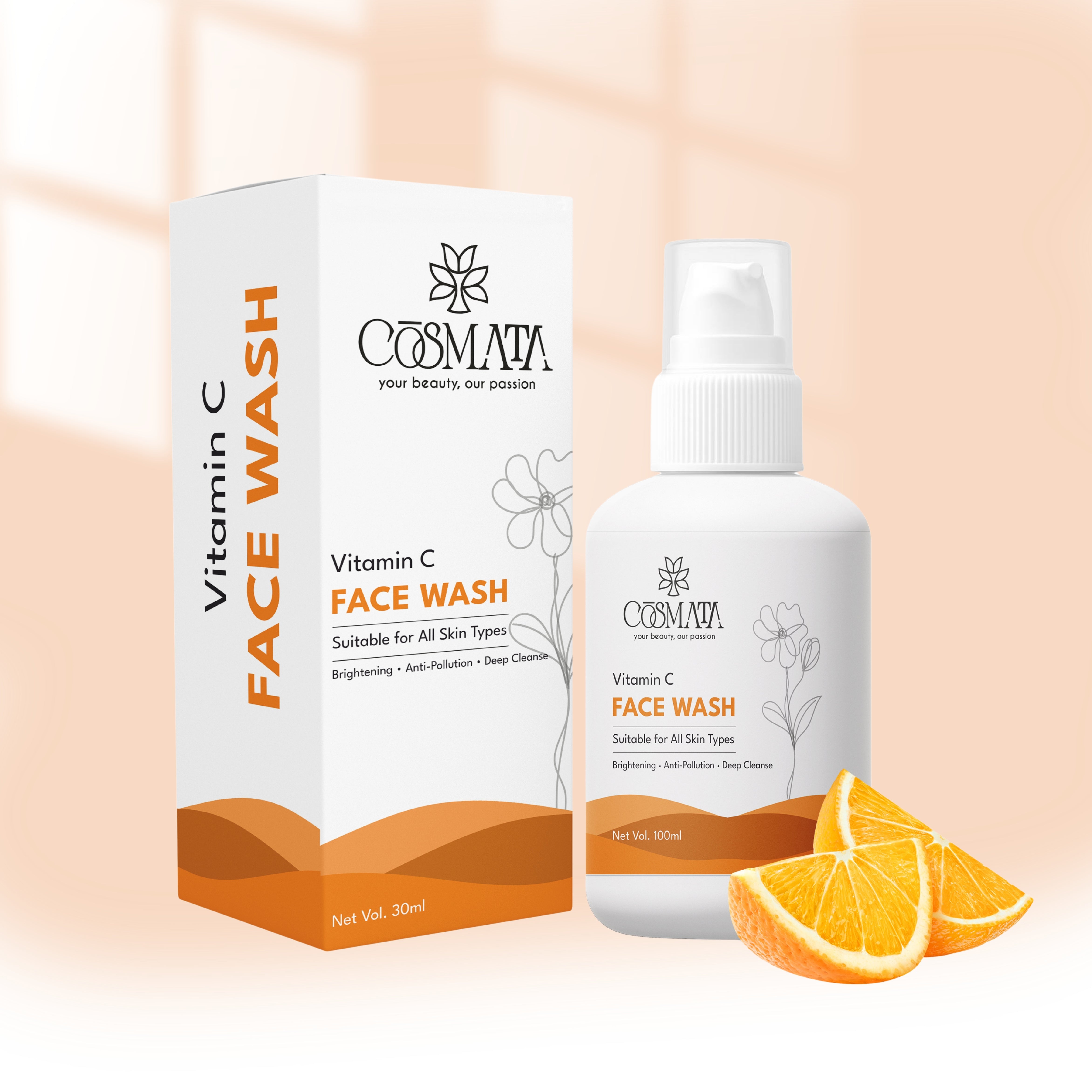 Cosmata Vitamin C Face Wash 100ml – Brightening & Anti-Pollution Cleanser