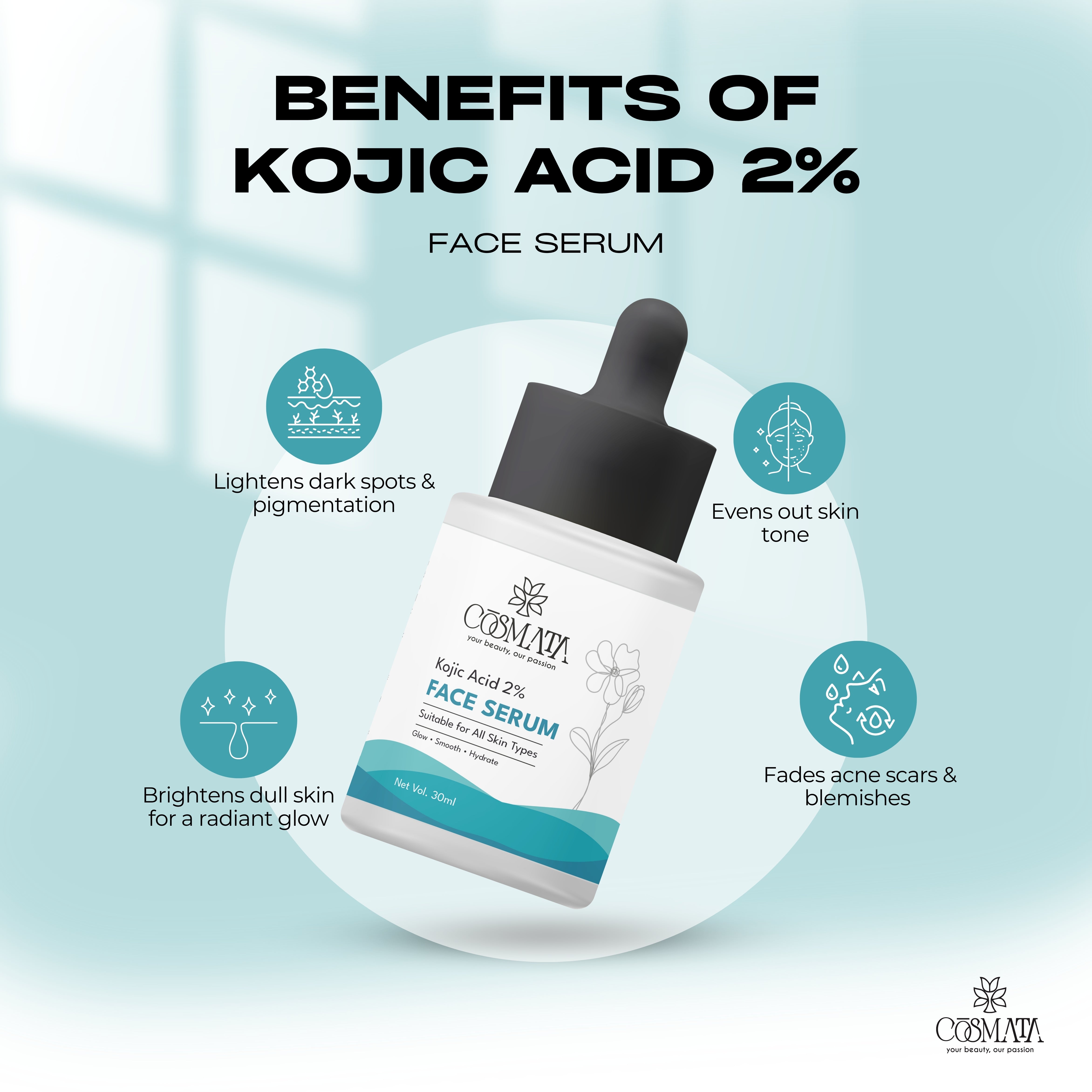 Cosmata Kojic Acid 2% Serum 30ml – Pigmentation & Dark Spot Corrector