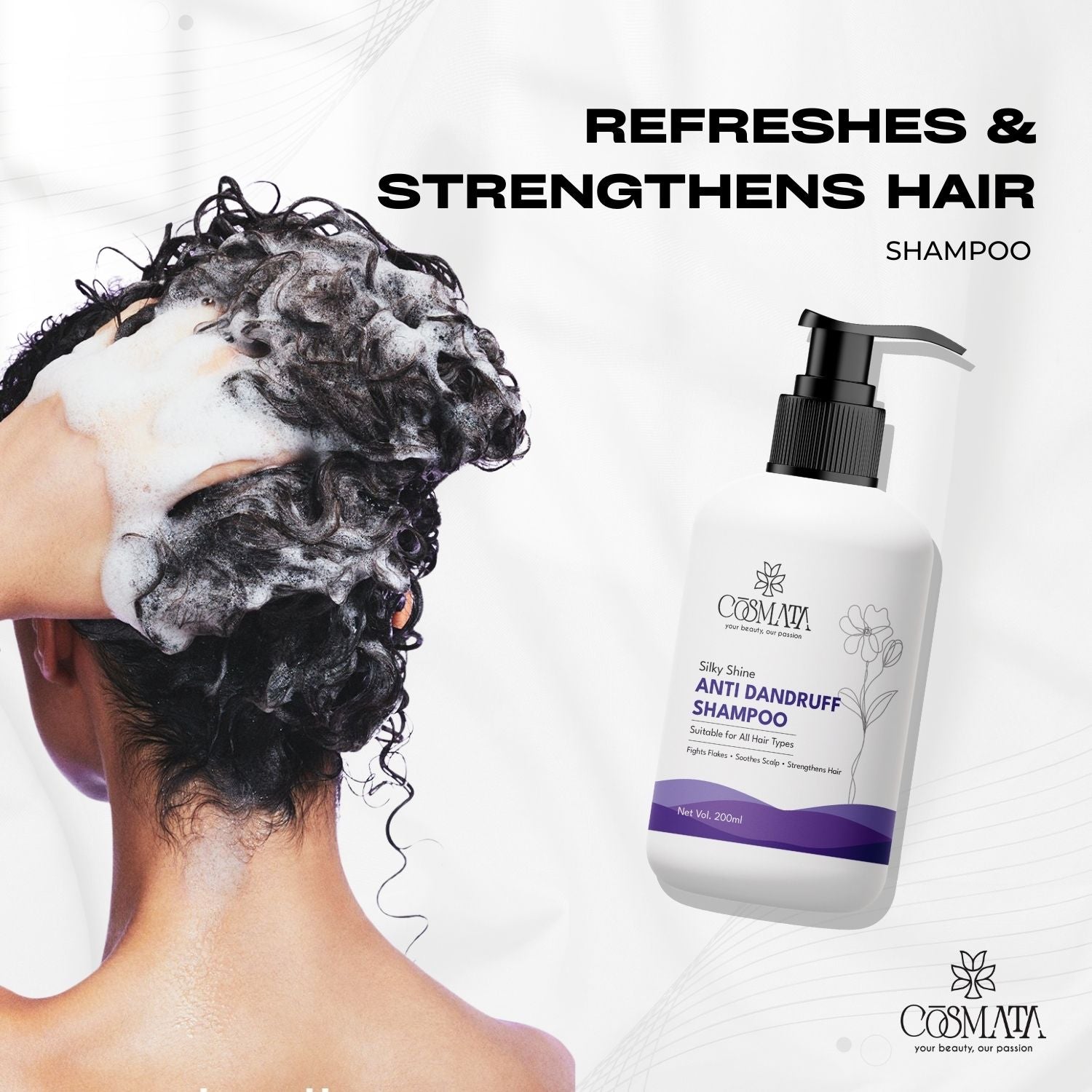 Cosmata Silky Shine Anti-Dandruff Shampoo + Vitamin C Facewash Combo | Dandruff-Free Hair & Bright Skin Pack