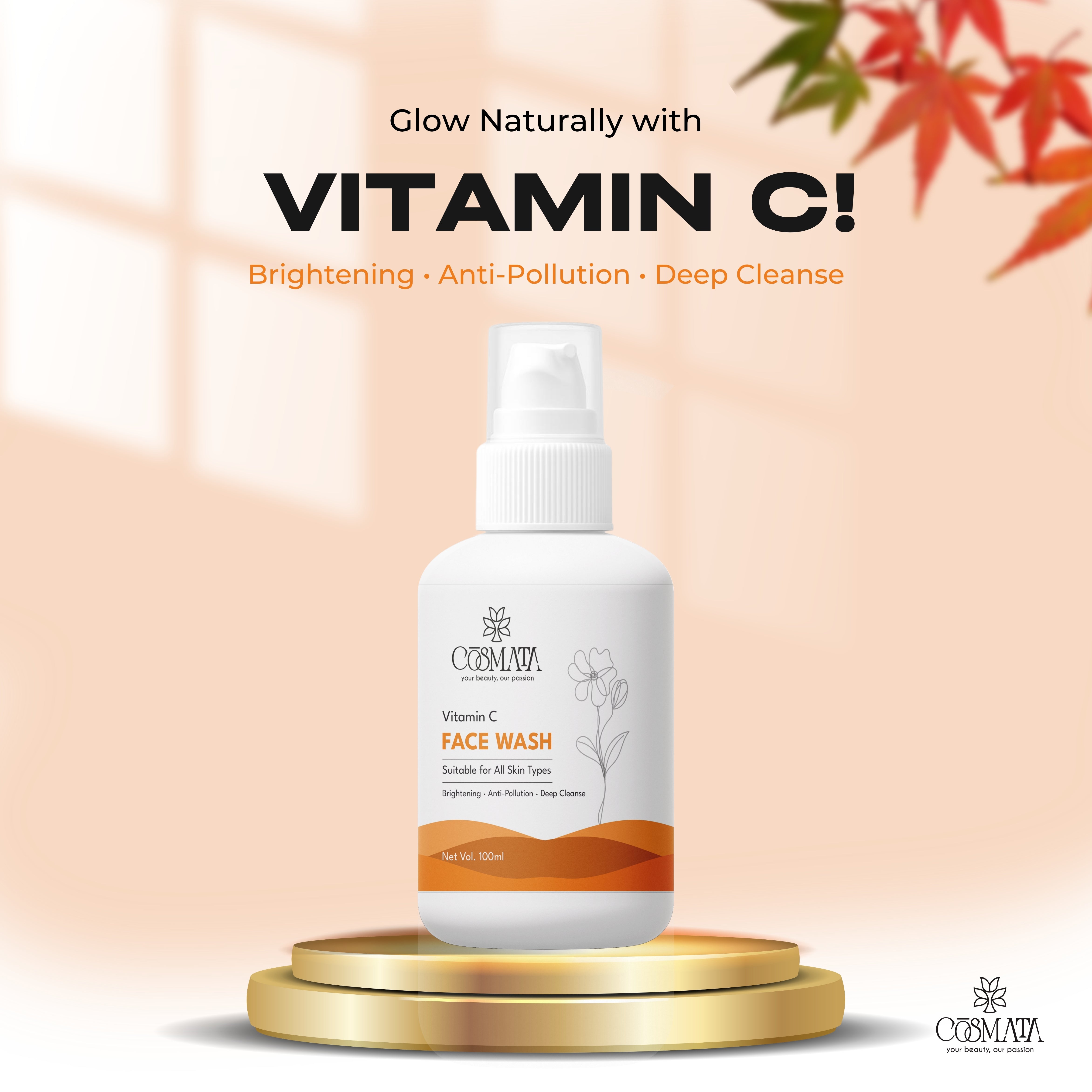 Cosmata Vitamin C Face Wash 100ml – Brightening & Anti-Pollution Cleanser