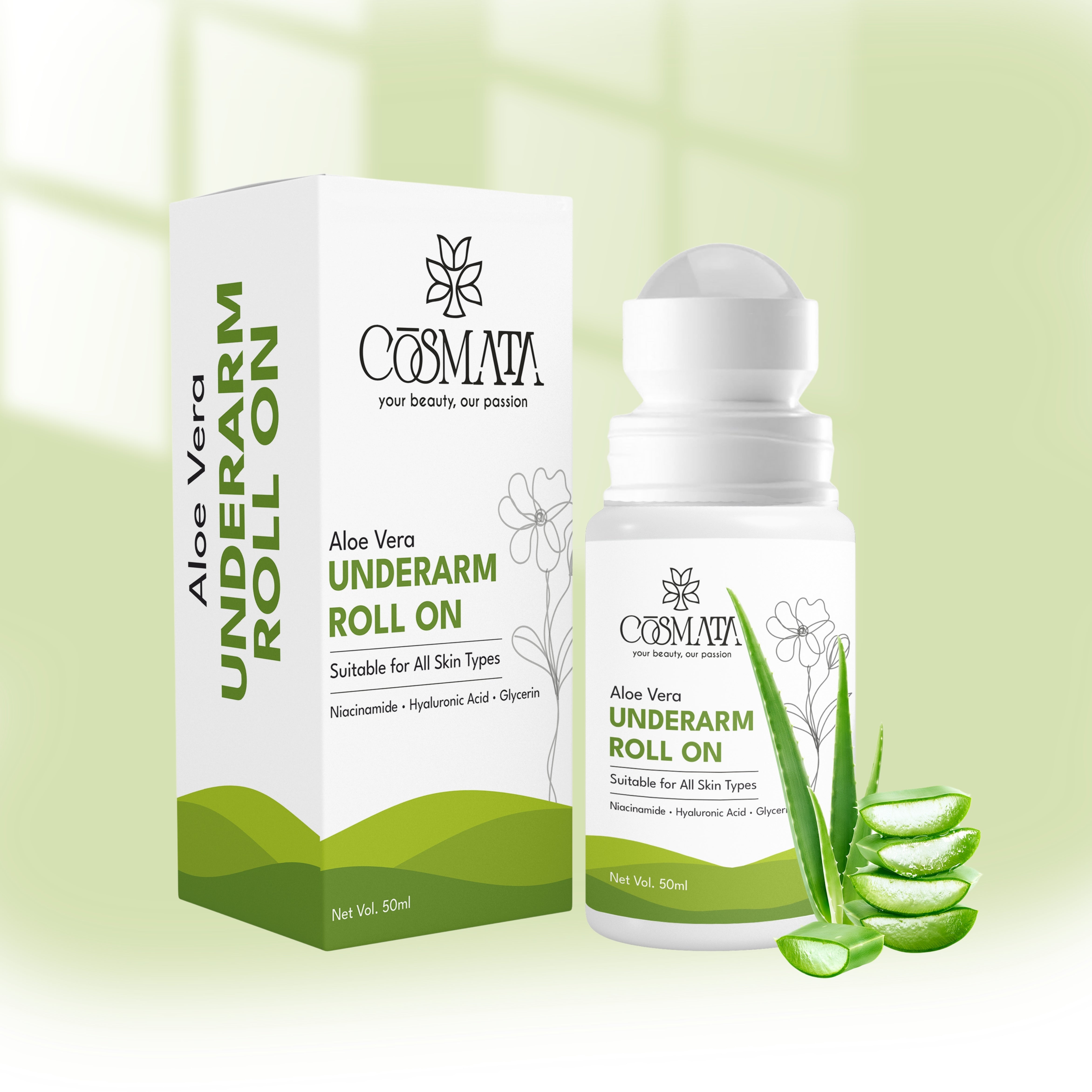 Cosmata Aloe Vera Roll-on 50ml – Underarm Brightening & Long-Lasting Freshness
