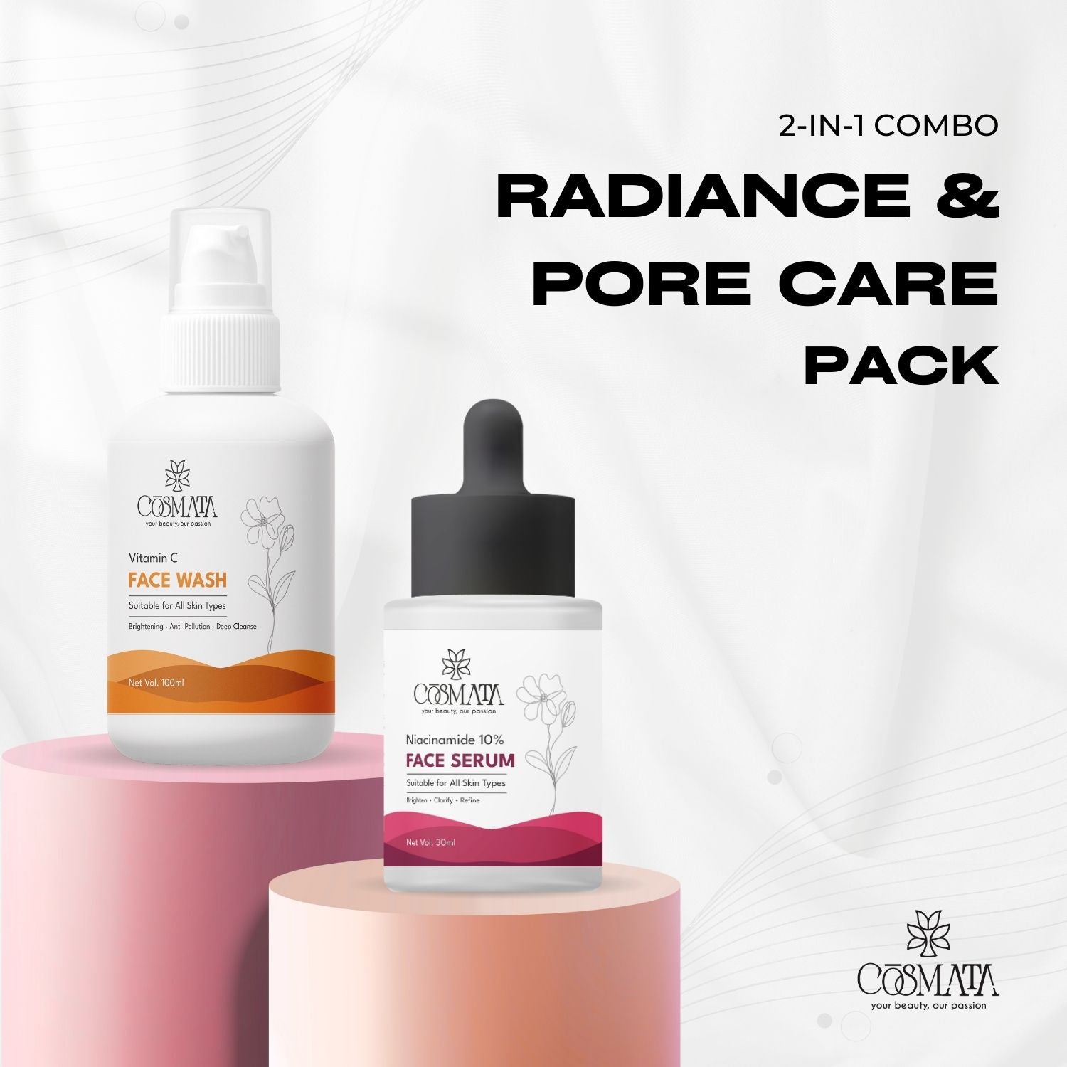 Cosmata Vitamin C Facewash + Niacinamide 10% Serum Combo | Brightening & Acne Marks Care Pack