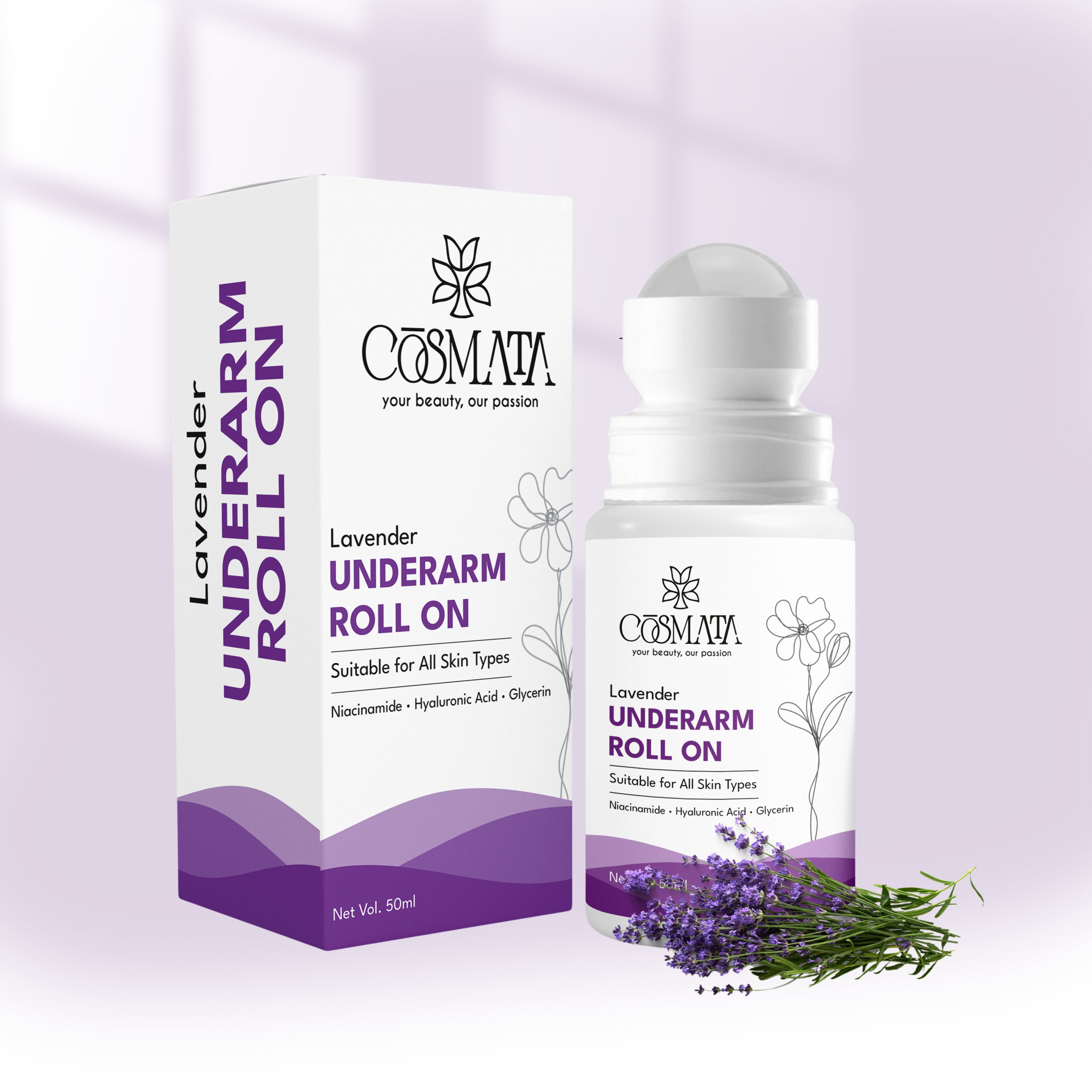 Cosmata Lavender Roll-on 50ml – Underarm Freshness & Brightening Care