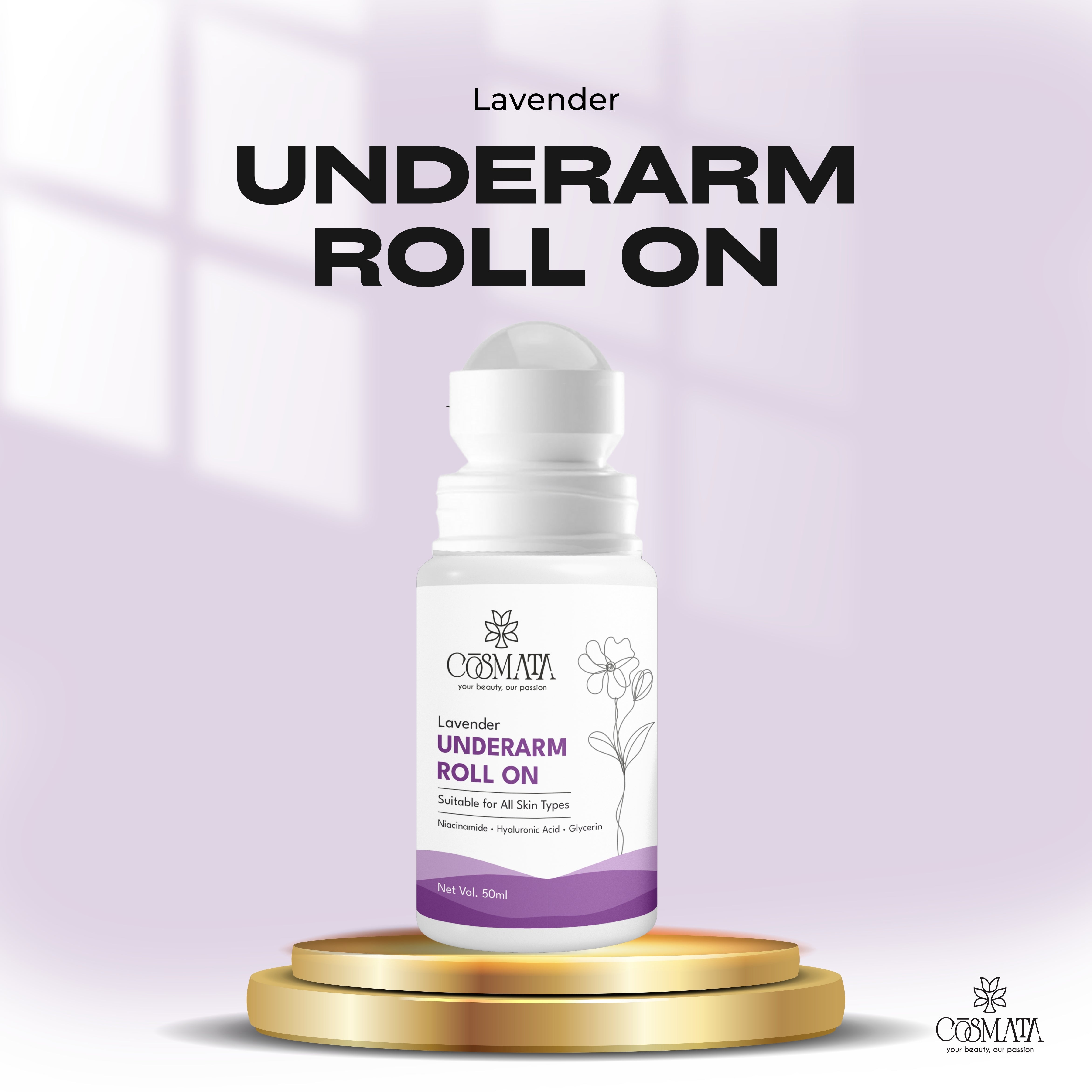 Cosmata Lavender Roll-on 50ml – Underarm Freshness & Brightening Care