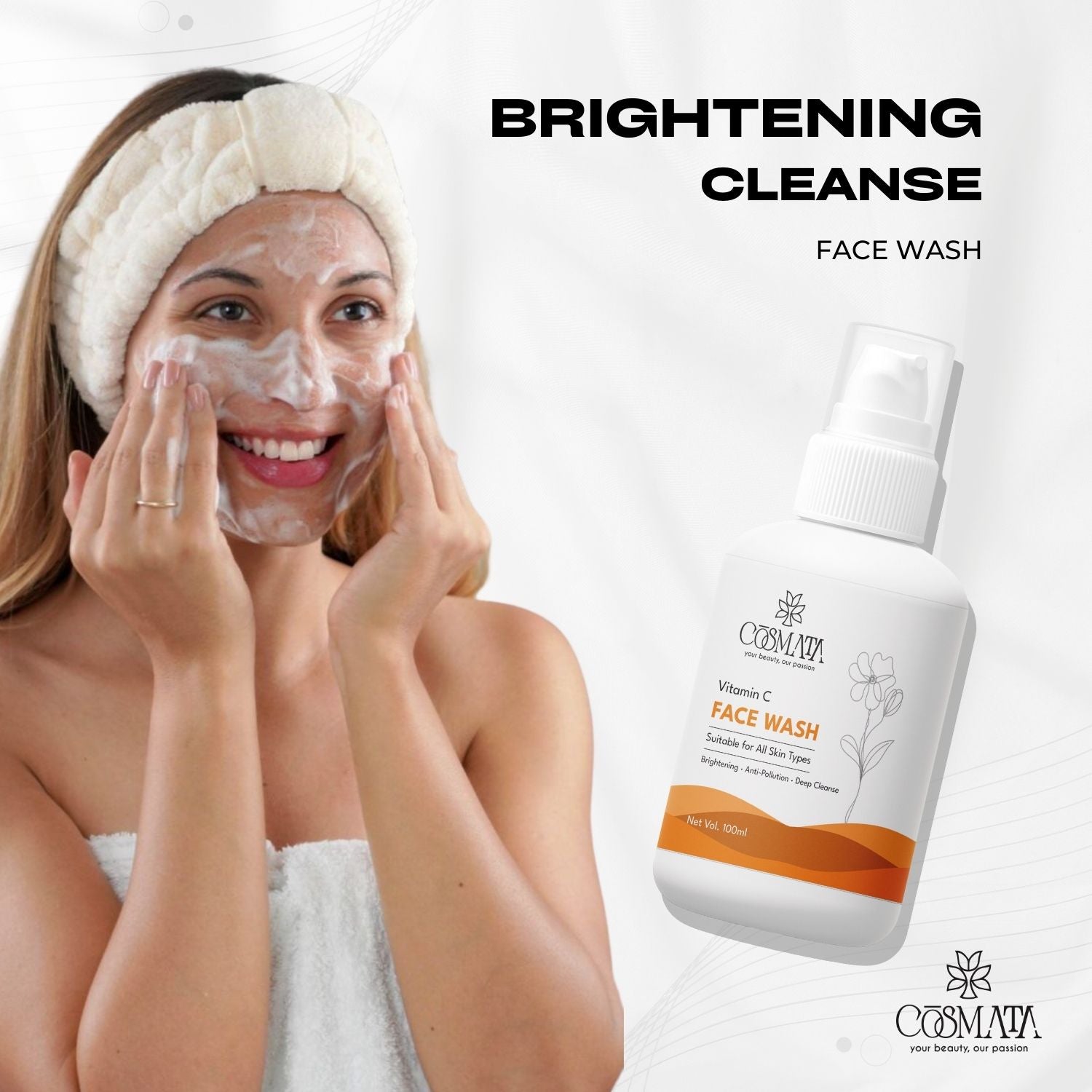 Cosmata Vitamin C Facewash + Niacinamide 10% Serum Combo | Brightening & Acne Marks Care Pack