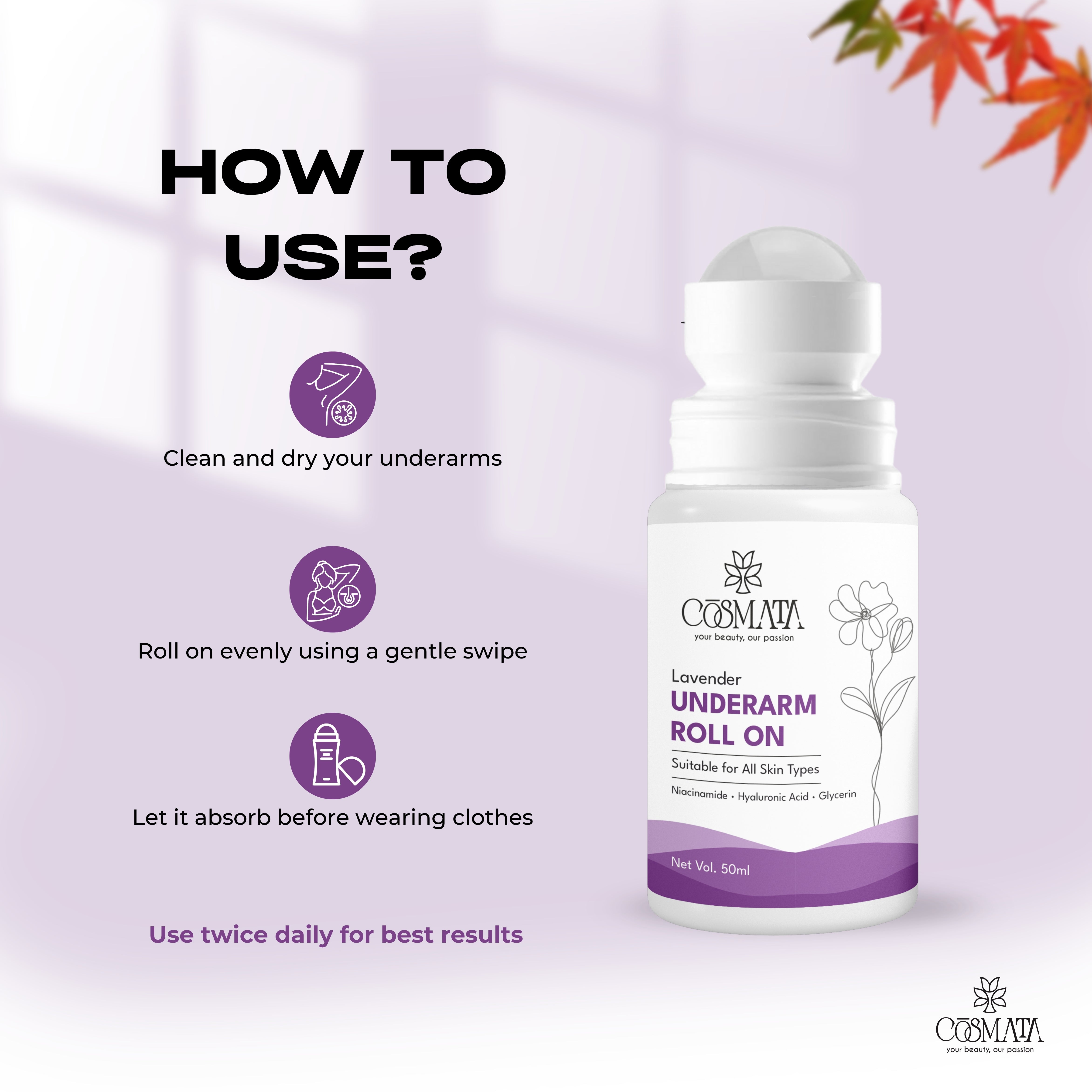 Cosmata Lavender Roll-on 50ml – Underarm Freshness & Brightening Care