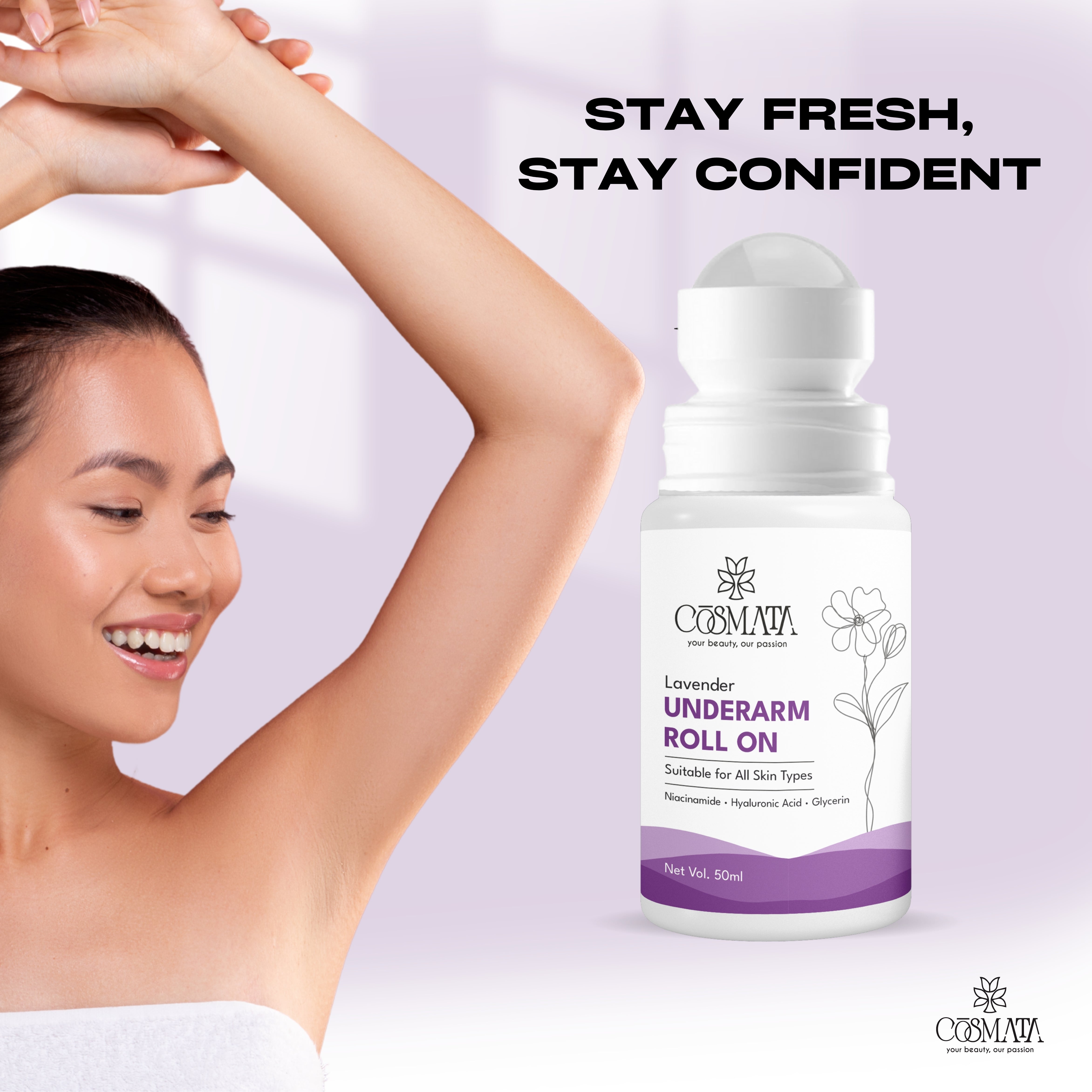Cosmata Lavender Roll-on 50ml – Underarm Freshness & Brightening Care
