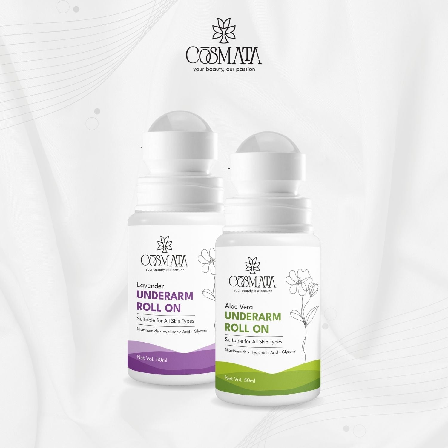 Cosmata Lavender & Aloe Vera Underarms Roll-on Combo | Gentle & Natural Deodorant Pack
