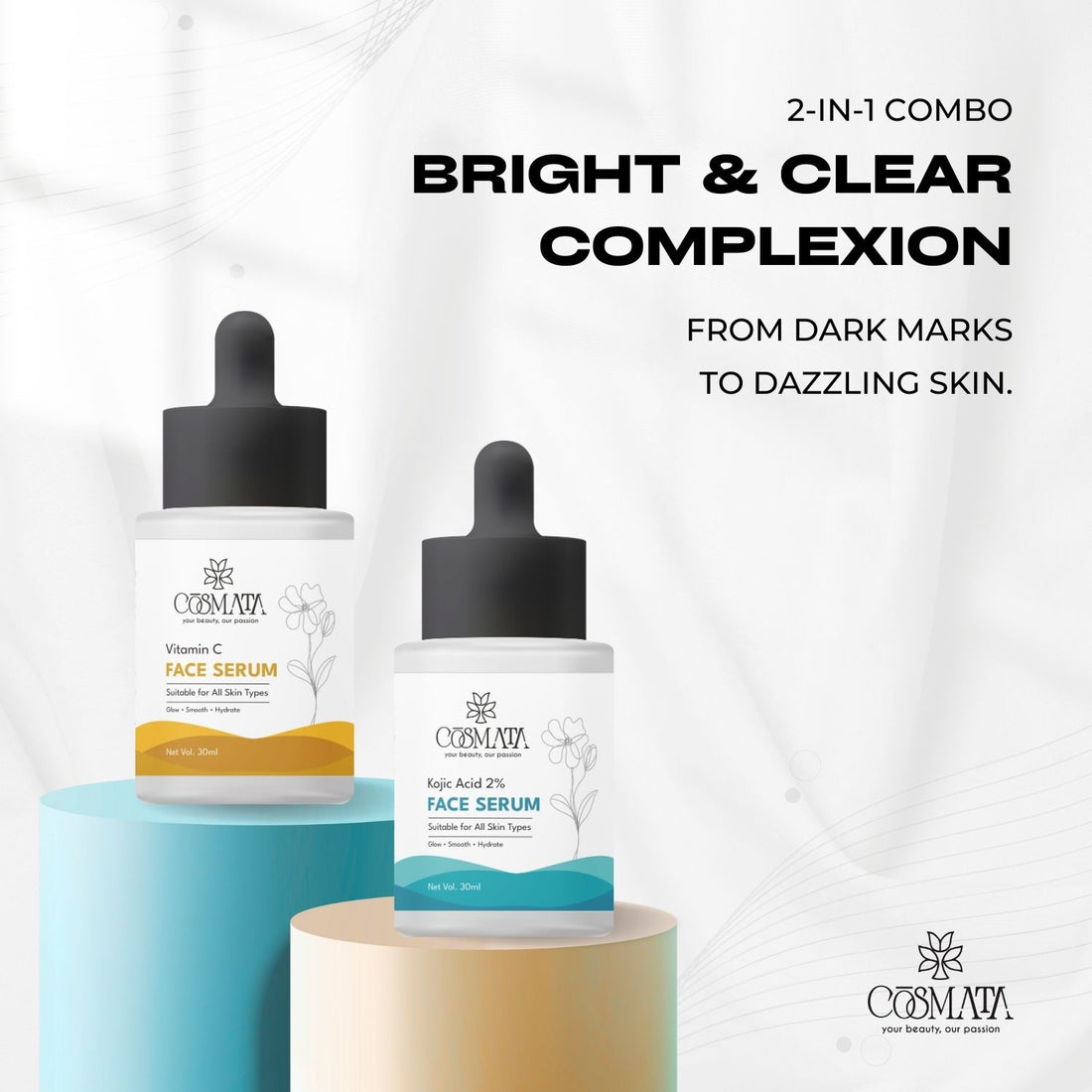 Cosmata Vitamin C Serum + Kojic Acid 2% Serum Combo | Glow & Pigmentation Removal Pack