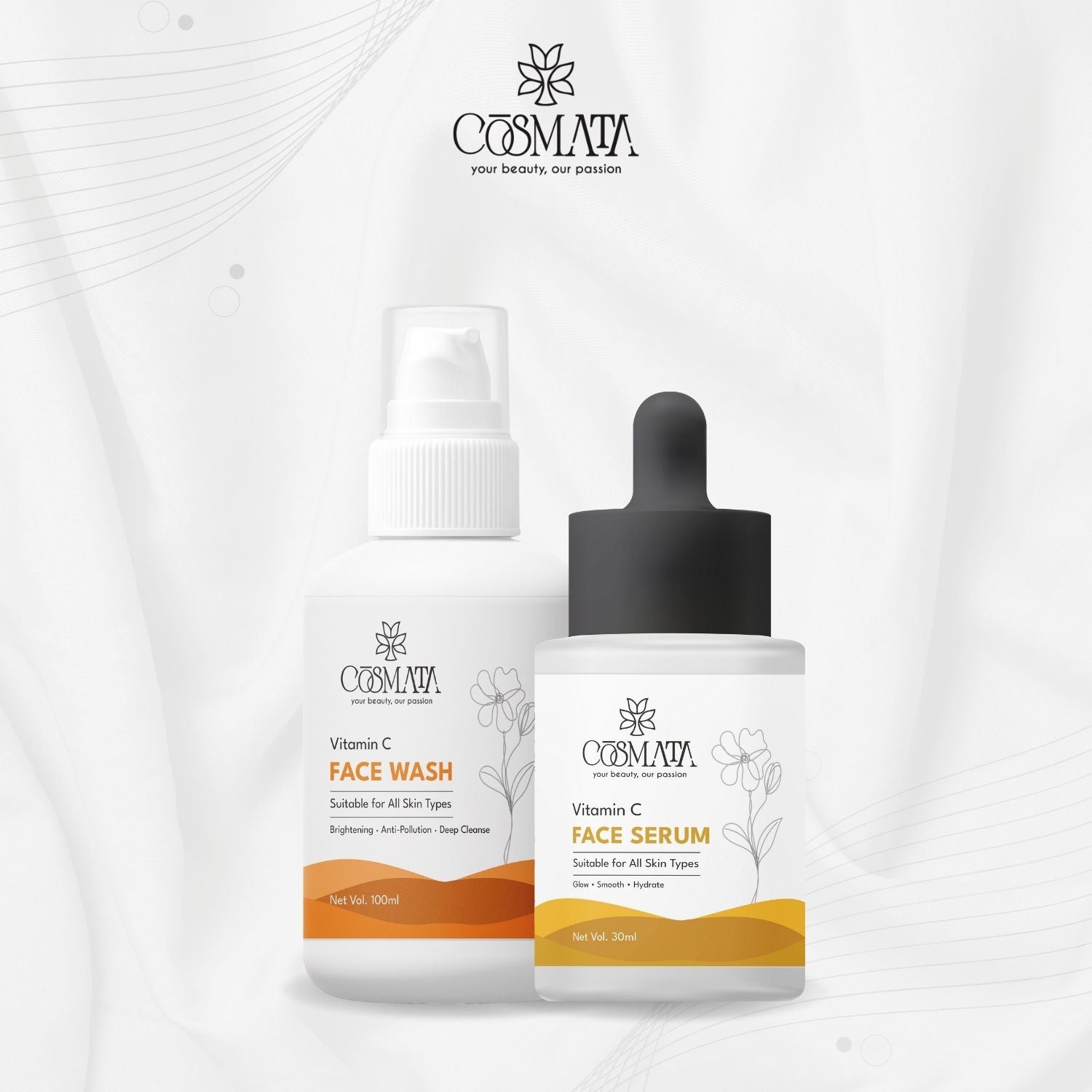 Cosmata Vitamin C Facewash + Vitamin C Serum Combo | Brightening & Glow Boost Pack