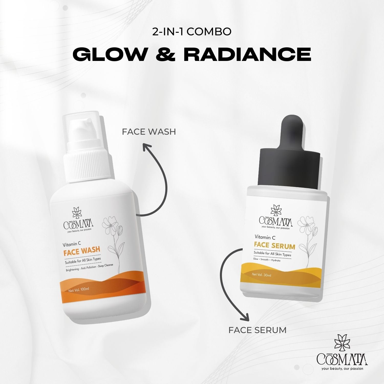 Cosmata Vitamin C Facewash + Vitamin C Serum Combo | Brightening & Glow Boost Pack