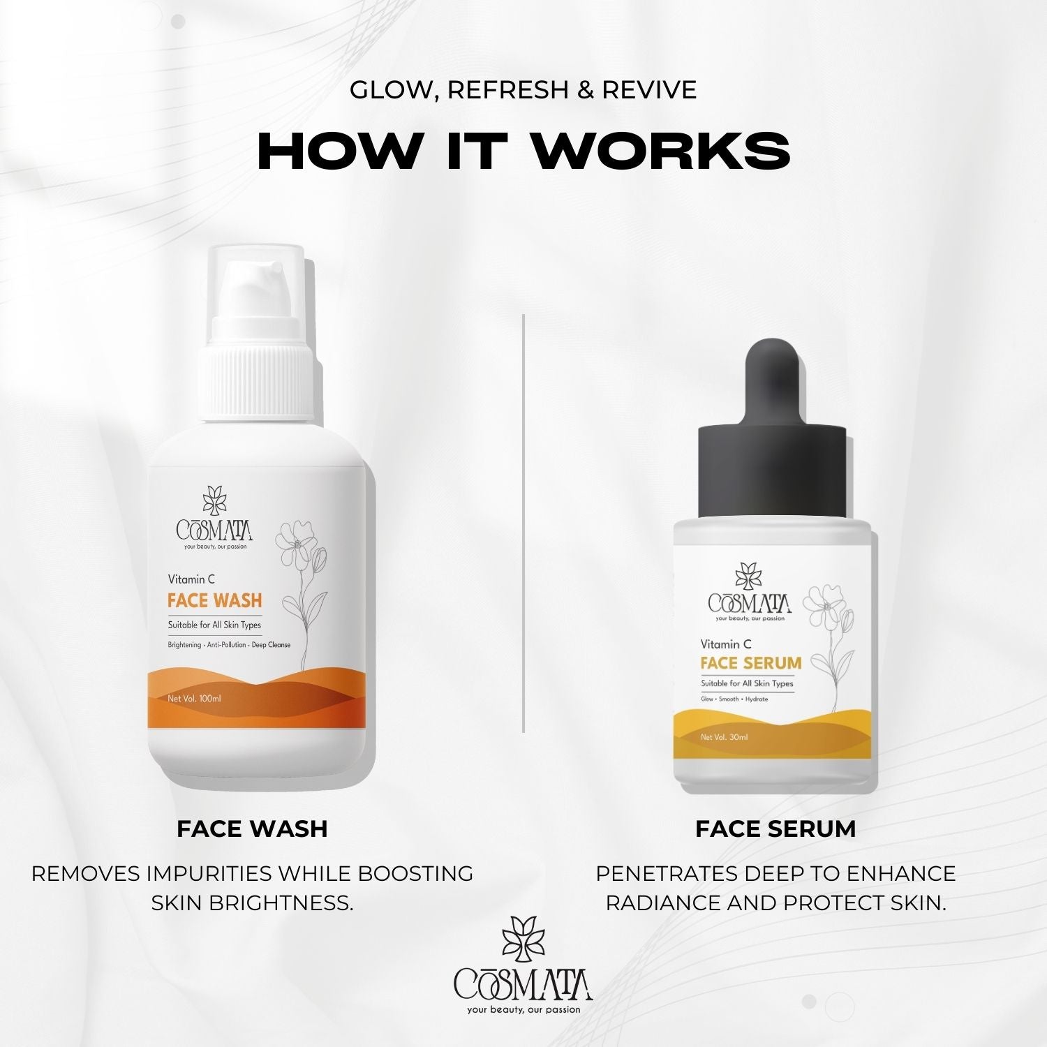 Cosmata Vitamin C Facewash + Vitamin C Serum Combo | Brightening & Glow Boost Pack
