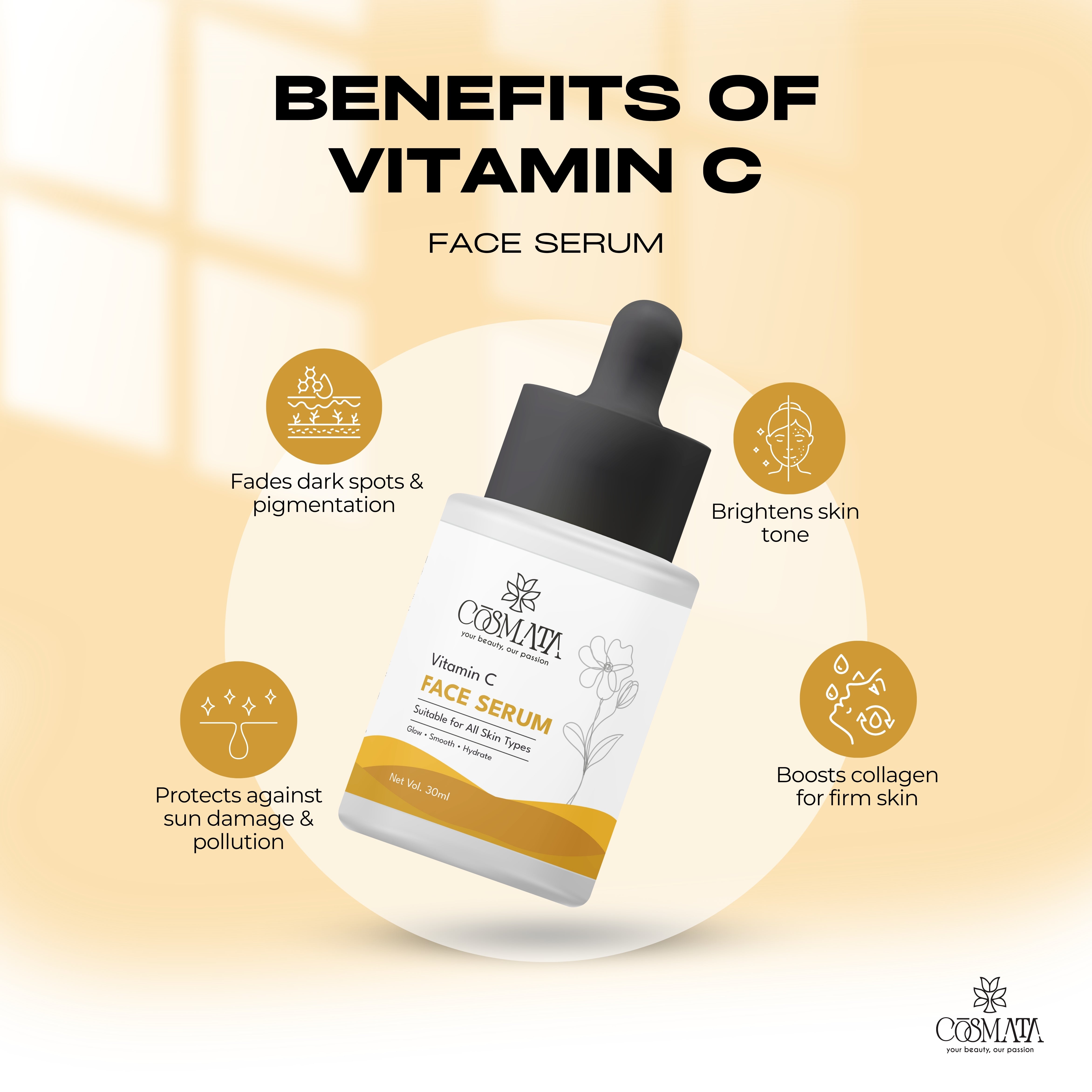 Cosmata Vitamin C Serum 30ml – Skin Brightening & Dark Spot Removal