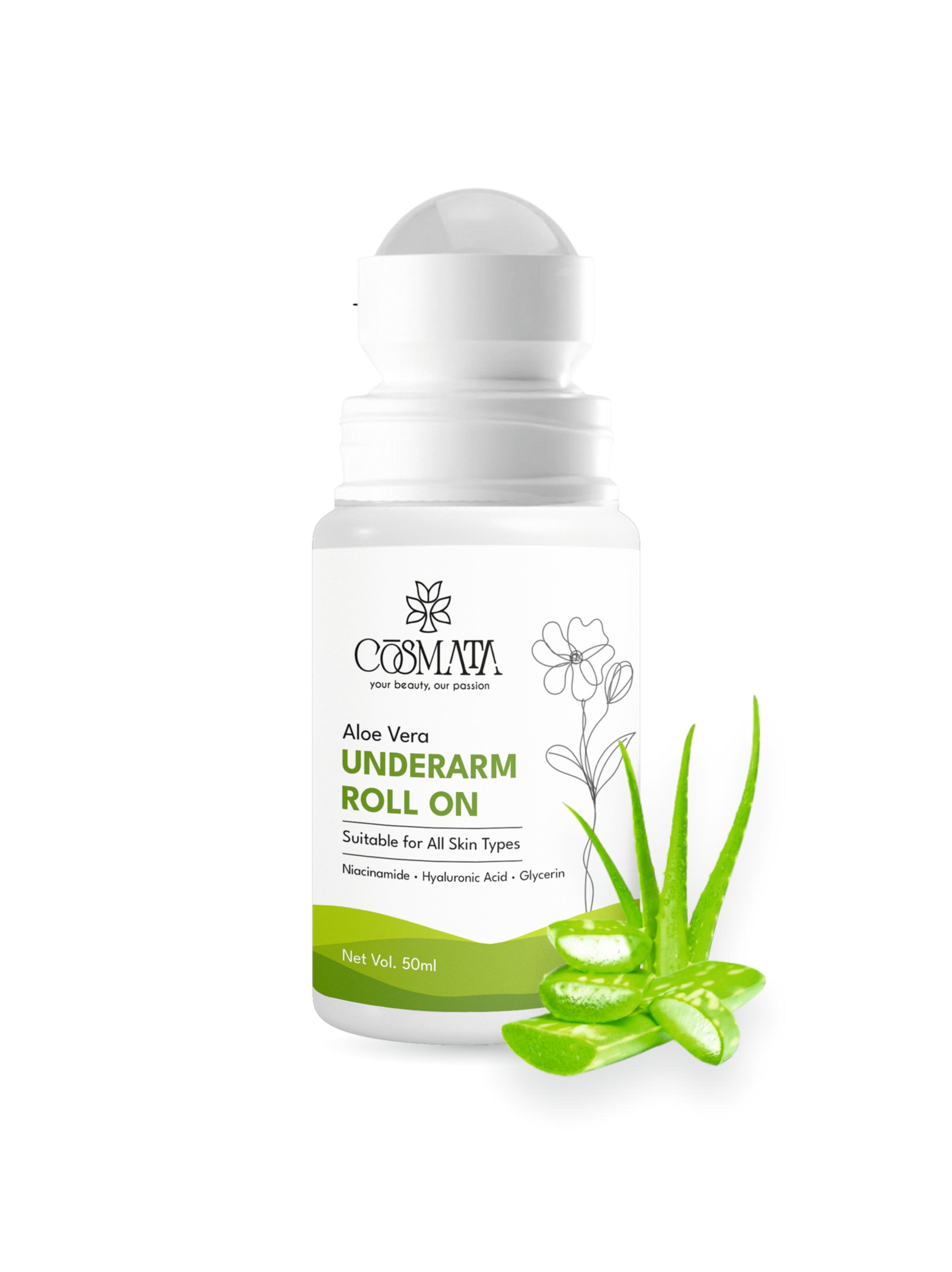 Cosmata Aloe Vera Roll-on 50ml – Underarm Brightening & Long-Lasting Freshness