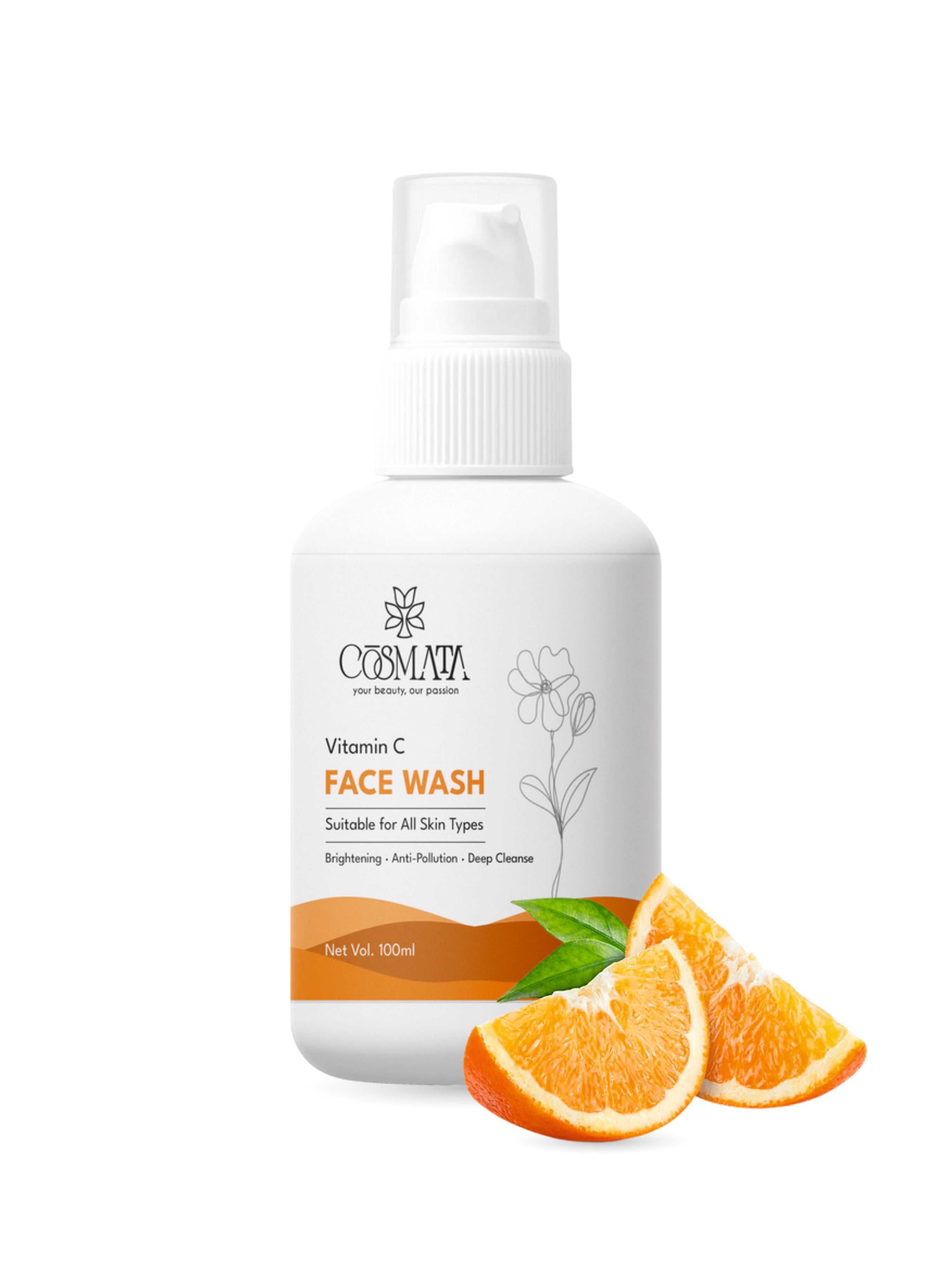 Cosmata Vitamin C Face Wash 100ml – Brightening & Anti-Pollution Cleanser
