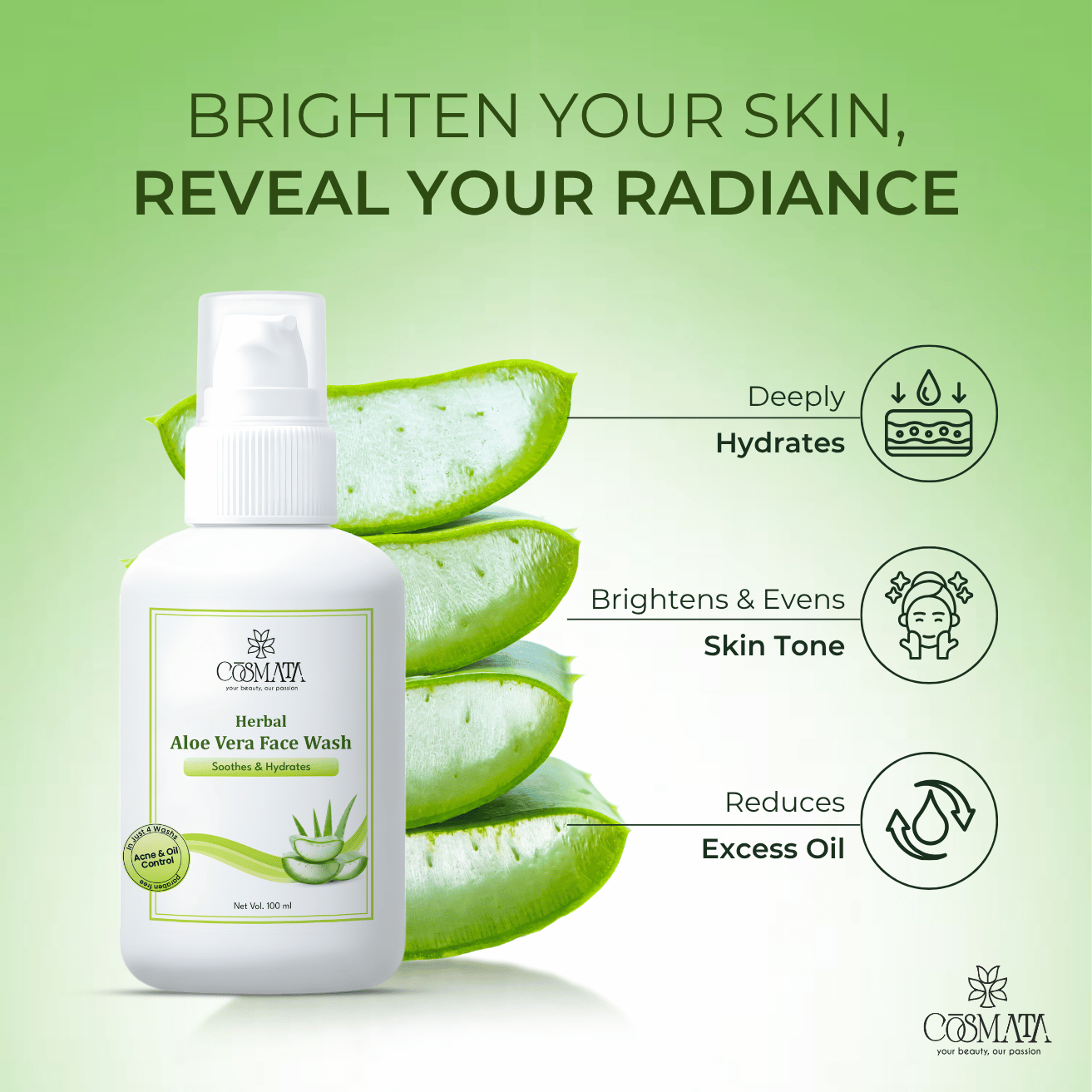 Cosmata Herbal Aloe Vera Face Wash (100 ml) 3