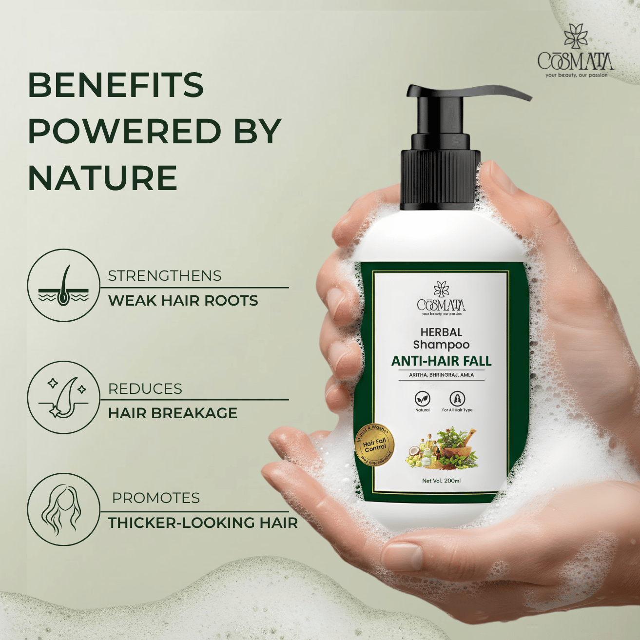 Cosmata Herbal Shampoo - Anti-Hair Fall (200 ml) 5