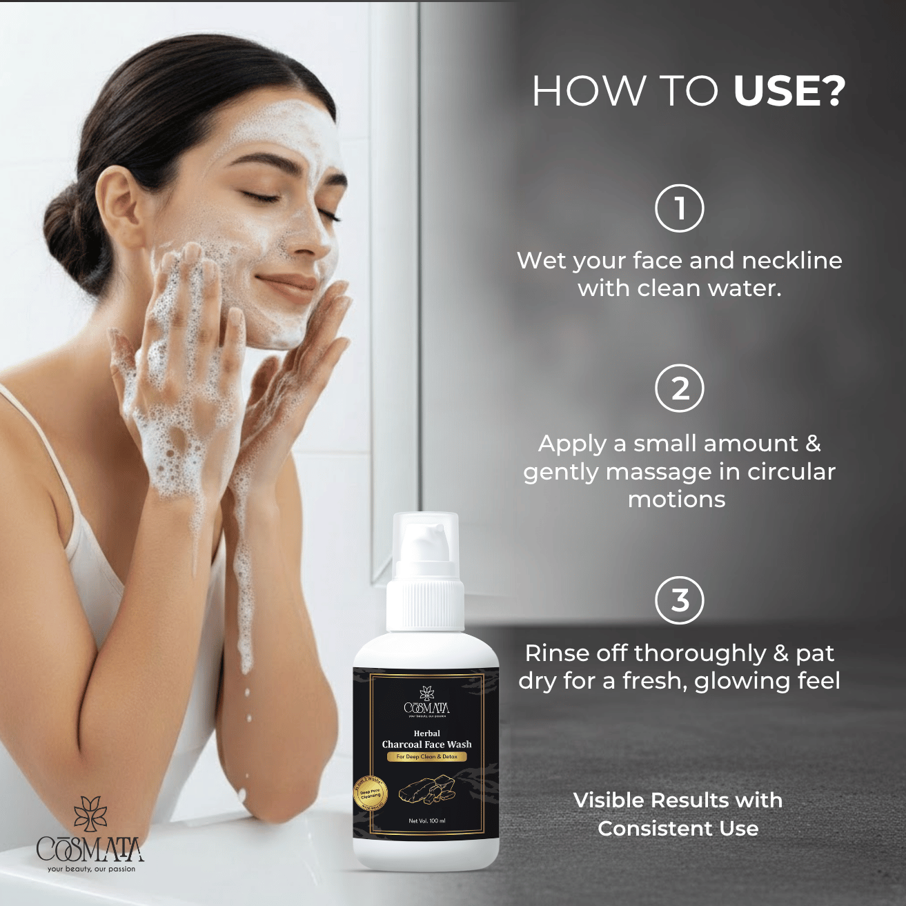 Cosmata Herbal Charcoal Face Wash (100 ml) 6
